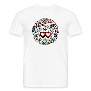 Heart Circle with Cherry Vines - Men's T-Shirt - white - Front - AI Model Male 178 dark (178cm)