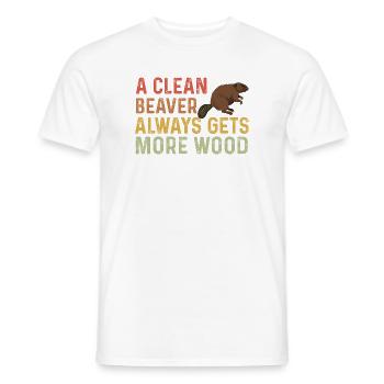Clean beaver gets more wood - Men's T-Shirt - white - Front - AI Model Male 178 dark (178cm)
