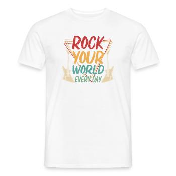 Rock Your World Every Day Musique Guitare Rock Band - T-shirt homme - blanc - Devant - AI Model Male 178 dark (178cm)