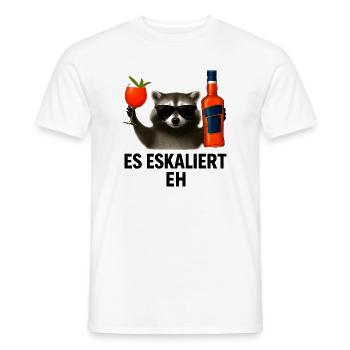 Es Eskaliert Eh Waschbär Spritz Party Geschenkidee - Männer T-Shirt - Weiß - Vorne - AI Model Male 178 dark (178cm)