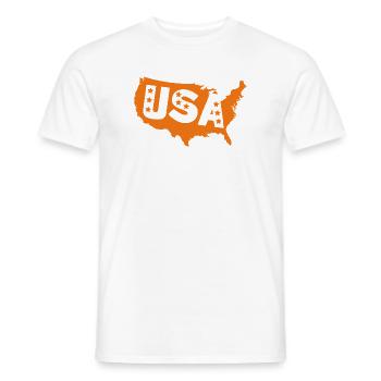 Orange USA Map with Stars - Men's T-Shirt - white - Front - AI Model Male 178 dark (178cm)