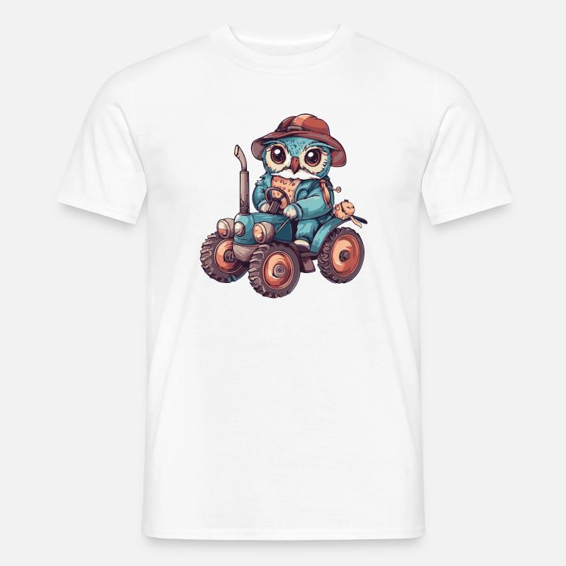 Eule Traktor Farmer - Männer T-Shirt - Weiß