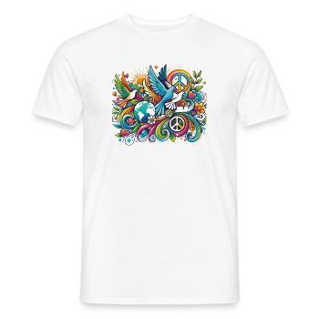 Color Explosion Bird of Peace - Day of Peace - Men's T-Shirt - white - Front - AI Model Male 178 dark (178cm)