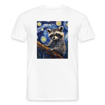 Waschbär Raccoon Van Gogh Style Starry Night - Men's T-Shirt - white - Front - AI Model Male 178 dark (178cm)