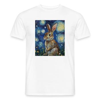 Lapin Lapin Lapin Van Gogh Style Nuit étoilée - T-shirt homme - blanc - Devant - AI Model Male 178 dark (178cm)
