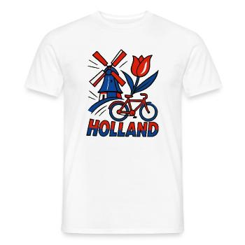 Holland windmill tulip bicycle - Men's T-Shirt - white - Front - AI Model Male 178 dark (178cm)