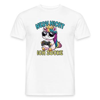 nerv nicht ich zocke - einhorn - Männer T-Shirt - Weiß - Vorne - AI Model Male 178 dark (178cm)
