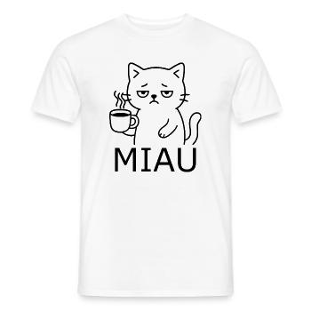 Chat fatigué - T-shirt homme - blanc - Devant - AI Model Male 178 dark (178cm)