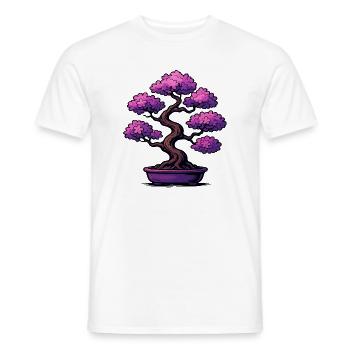 Bonsai Cherry Blossoms Purple - Men's T-Shirt - white - Front - AI Model Male 178 dark (178cm)