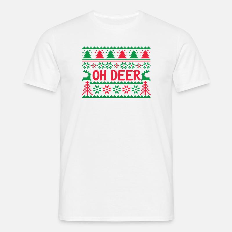Hässlicher Pullover - Oh Deer - Männer T-Shirt - Weiß