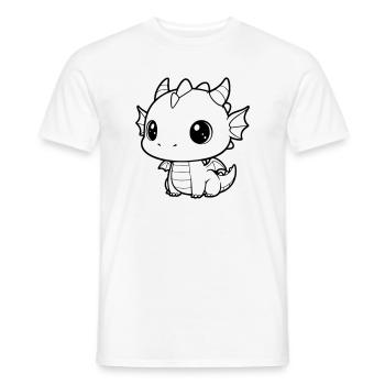 Cute Baby Dragon | Kawaii & Cuddly Vector - Men's T-Shirt - white - Front - AI Model Male 178 dark (178cm)
