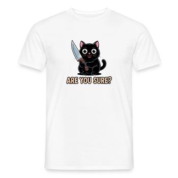 Are you sure? - Funny Cat T-Shirt - Men's T-Shirt - white - Front - AI Model Male 178 dark (178cm)