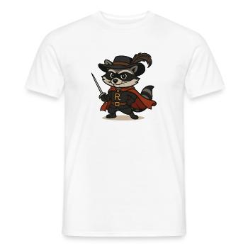 Maskierter Waschbär mit Rapier und Umhang - Männer T-Shirt - Weiß - Vorne - AI Model Male 178 dark (178cm)