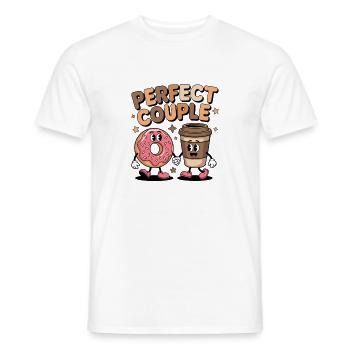 Duo parfait de café et beignets en couple - T-shirt homme - blanc - Devant - AI Model Male 178 dark (178cm)