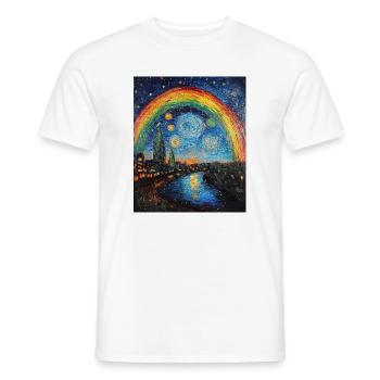 Regenbogen Van Gogh Style Starry Night - Männer T-Shirt - Weiß - Vorne - AI Model Male 178 dark (178cm)