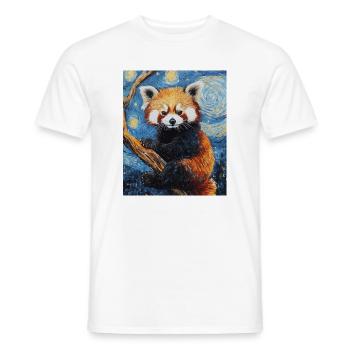 Red Panda Bear Van Gogh Style Starry Night - Men's T-Shirt - white - Front - AI Model Male 178 dark (178cm)