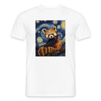 Red Panda Bear Van Gogh Style Starry Night - Men's T-Shirt - white - Front - AI Model Male 178 dark (178cm)