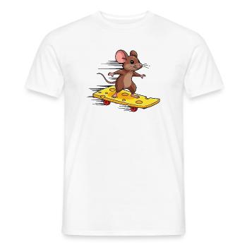 Coole Maus mit Skateboard Käseliebhaber Lustig - Männer T-Shirt - Weiß - Vorne - AI Model Male 178 dark (178cm)