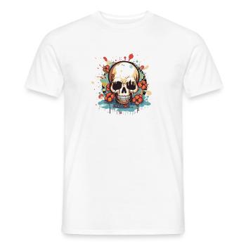 Blumen-Skull Explosion - Männer T-Shirt - Weiß - Vorne - AI Model Male 178 dark (178cm)