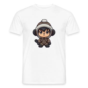 Monkey Winter Animal Baby Comic - Men's T-Shirt - white - Front - AI Model Male 178 dark (178cm)