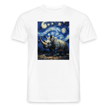 Nashorn Rhino Van Gogh Style Starry Night - Men's T-Shirt - white - Front - AI Model Male 178 dark (178cm)