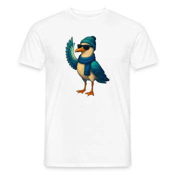 Seagull in winter outfit - Men's T-Shirt - white - Front - AI Model Male 178 dark (178cm)