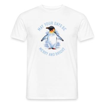 May your days be merry – Emperor Penguin - Men's T-Shirt - white - Front - AI Model Male 178 dark (178cm)