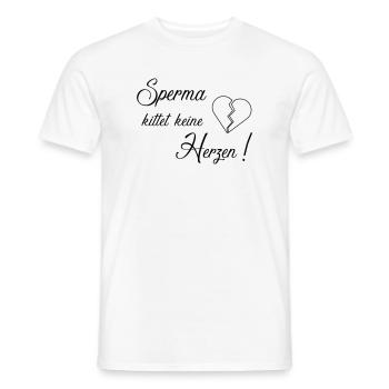 Sperma kittet keine Herzen - Männer T-Shirt - Weiß - Vorne - AI Model Male 178 dark (178cm)