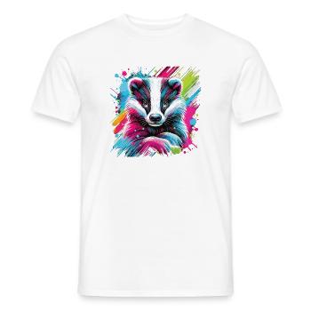 Neon Dachs Splash Kunst - Männer T-Shirt - Weiß - Vorne - AI Model Male 178 dark (178cm)