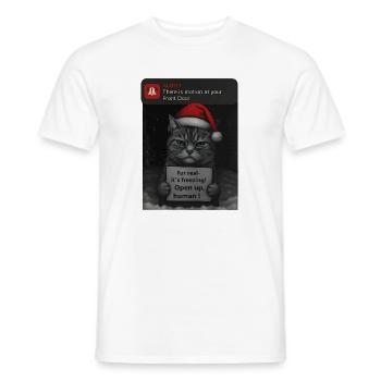 Cat Christmas with funny saying cats - Men's T-Shirt - white - Front - AI Model Male 178 dark (178cm)