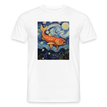 Poisson Koi Karfen Van Gogh Style Nuit étoilée - T-shirt homme - blanc - Devant - AI Model Male 178 dark (178cm)