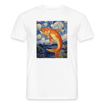 Poisson Koi Karfen Van Gogh Style Nuit étoilée - T-shirt homme - blanc - Devant - AI Model Male 178 dark (178cm)