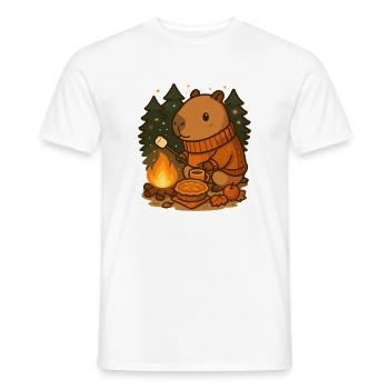Capybara Campfire – Cozy Nights & Autumn Mood - Männer T-Shirt - Weiß - Vorne - AI Model Male 178 dark (178cm)