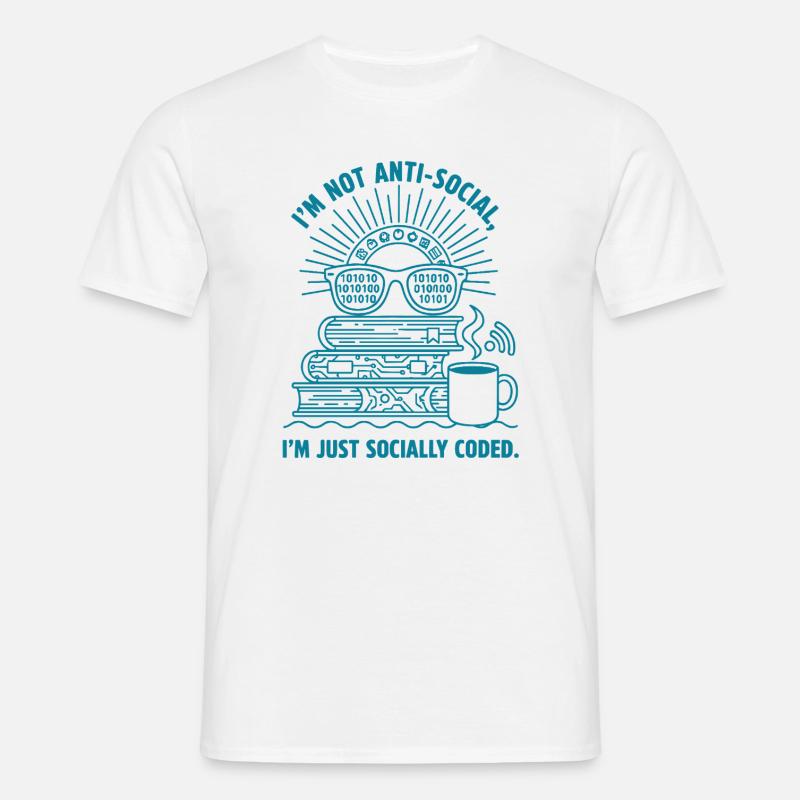Sozial Codiert: Bücher, Kaffee & Code - Männer T-Shirt - Weiß