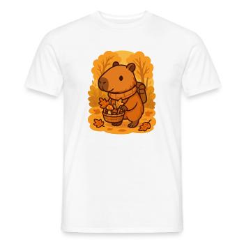 Capybara im Wald – Cozy Herbstspaziergang - Männer T-Shirt - Weiß - Vorne - AI Model Male 178 dark (178cm)