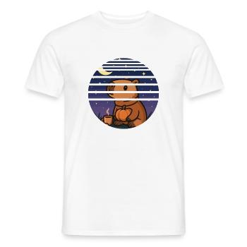 Capybara Cozy Night – Autumnal self-care design - Men's T-Shirt - white - Front - AI Model Male 178 dark (178cm)