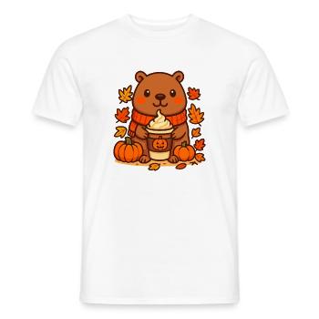 Capybara Pumpkin Latte – Cozy Autumn Mood - Men's T-Shirt - white - Front - AI Model Male 178 dark (178cm)
