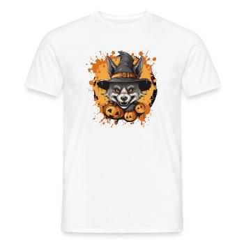 Halloween Wolf with Witch Hat - Men's T-Shirt - white - Front - AI Model Male 178 dark (178cm)