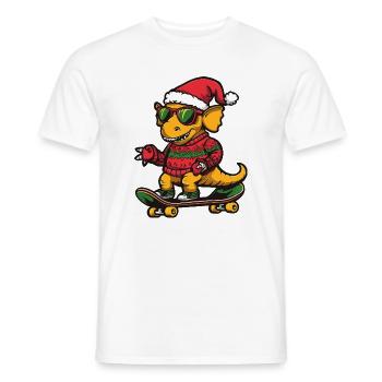 Dinosaure tricératops Noël drôle - T-shirt homme - blanc - Devant - AI Model Male 178 dark (178cm)