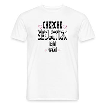 Looking for Seduction on a permanent contract - Men's T-Shirt - white - Front - AI Model Male 178 dark (178cm)