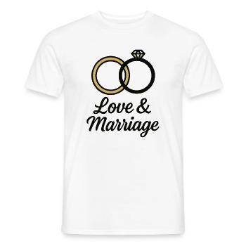 Alliances Amour et Mariage - Love & Marriage - T-shirt homme - blanc - Devant - AI Model Male 178 dark (178cm)