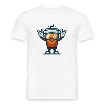 Kaffeebecher mit Skibrille - Männer T-Shirt - Weiß - Vorne - AI Model Male 178 dark (178cm)