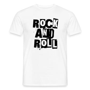 Rock'n'Roll ausgeschnitten Typografie Design - Männer T-Shirt - Weiß - Vorne - AI Model Male 178 dark (178cm)