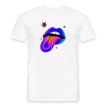 Neon Rainbow Lip Art - Men's T-Shirt - white - Front - AI Model Male 178 dark (178cm)