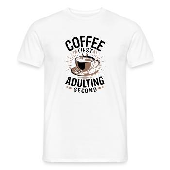 Café Café D’abord Adulte Deuxième Bureau Dire - T-shirt homme - blanc - Devant - AI Model Male 178 dark (178cm)