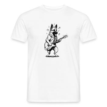 German Shepherd Guitar Art Dog - Men's T-Shirt - white - Front - AI Model Male 178 dark (178cm)