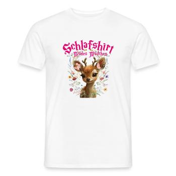 Chemise de nuit fille fatiguée - Design fauve, mignon - T-shirt homme - blanc - Devant - AI Model Male 178 dark (178cm)