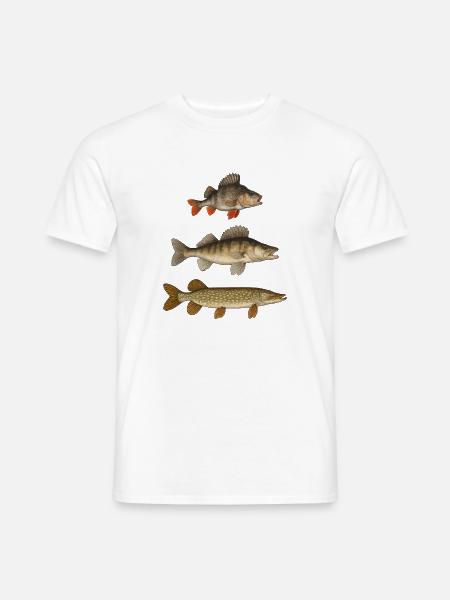 Hecht Zander Barsch Raubfische Angeln Angler - T-shirt herr - vit