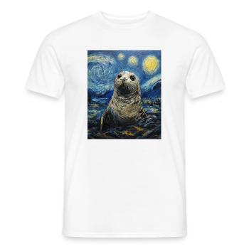 Robbe Van Gogh Style Nuit étoilée - T-shirt homme - blanc - Devant - AI Model Male 178 dark (178cm)