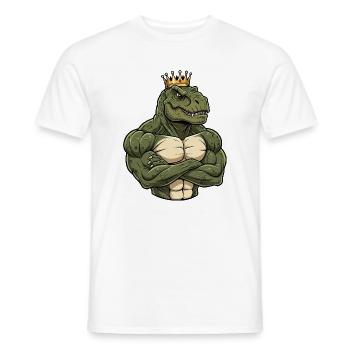 Fort Dino T-Rex King Dessin animé Fitness Jungle - T-shirt homme - blanc - Devant - AI Model Male 178 dark (178cm)